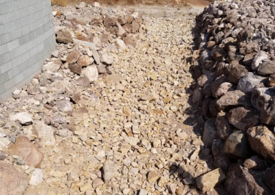 landscape drainage system with bounder wall at clark county fire station