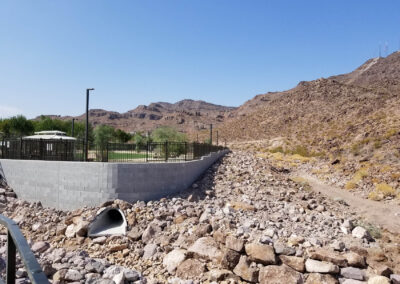 drainage system for dog park in las vegas mountains at fire station 85