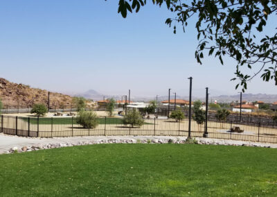 path outside of dog park at fire station 85 with rock gardens in las vegas nevada