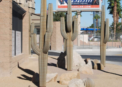 metal cactus and decorative rock roadside las vegas