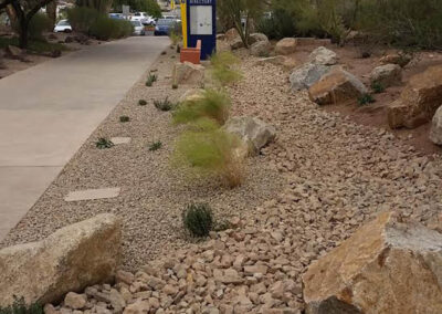 decorative rock installation and landscaping done at the college of southern nevada